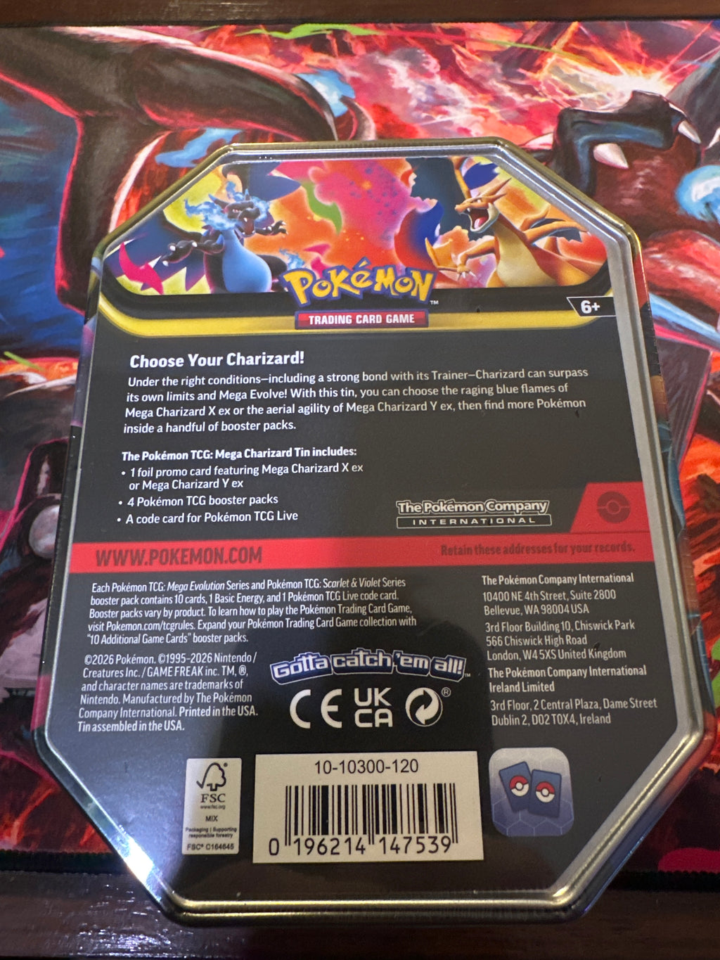 Pokemon TCG Mega Charizard X EX Tin